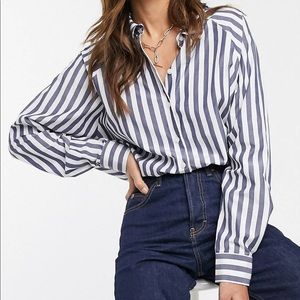 Boyfriend style blue striped button down